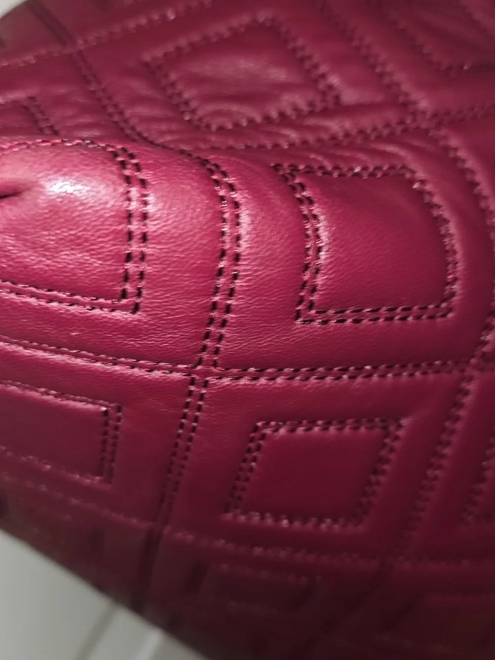 Tory Burch Quilted Leather Shoulder Tote in Burgundy